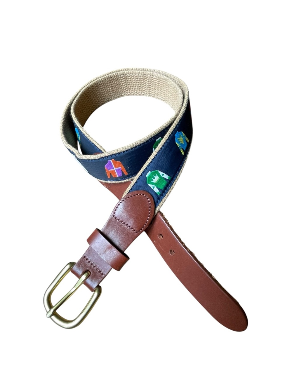 Leather Man LTD Horse Jockey Sweater Belt Webbing FULL GRAIN Leather Tips 36 USA